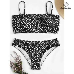 Amzbrly Dalmation Print Bikini Swimsuit Size S